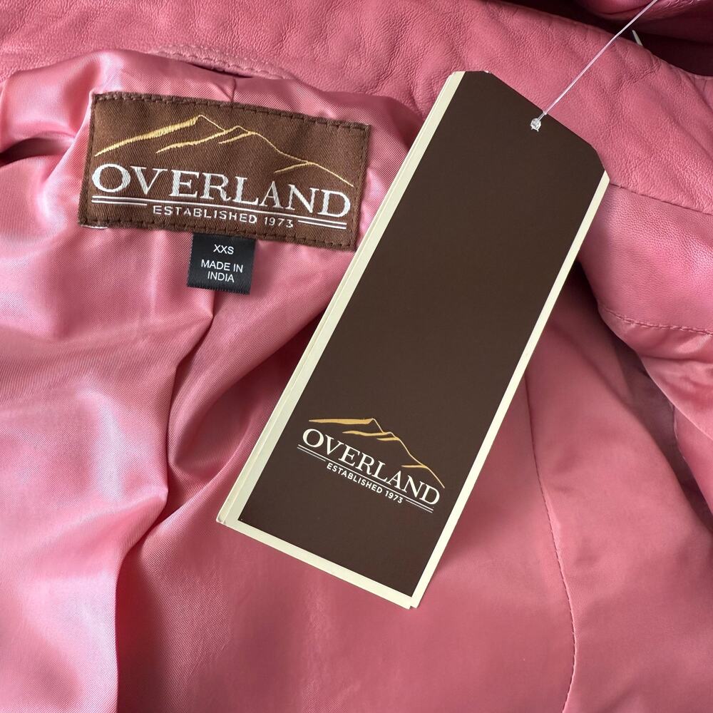 Overland Azura Washed Rose 100% Lambskin Leather Moto Jacket Size XXS Lined - Picture 10 of 13
